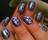 Blue with Silver Crackle