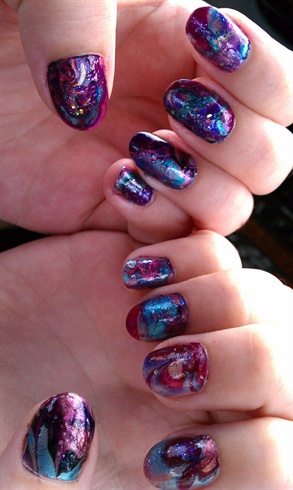 Rich purple and blue water marble