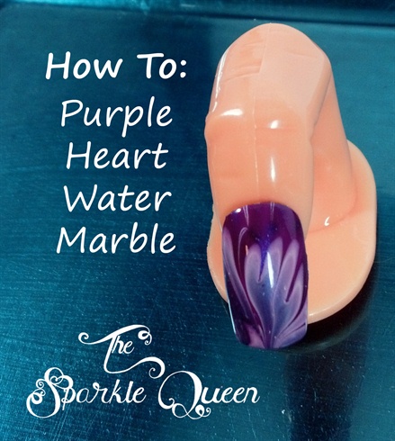 Purple Heart Nail Art Water Marble 