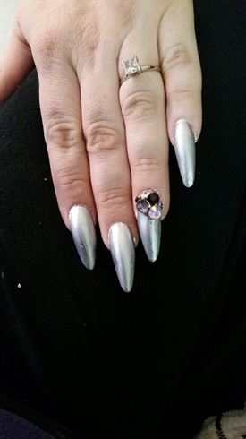 paint the nails with silver paint or polish