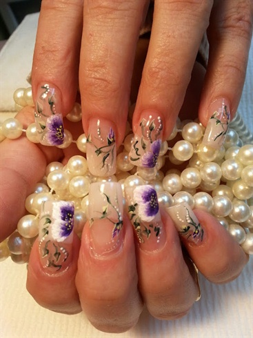 Purple flowers and pearls