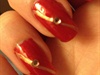 Red with gold line and rhinestone
