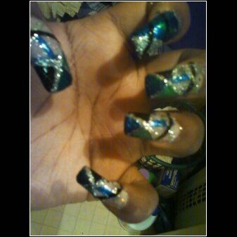 Blue, Black &amp; Green with Glittery Silver
