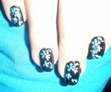 Black with Blue Flowers