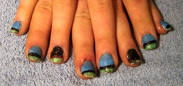 Black, Blue and Green Acrylics