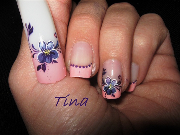 violet and black nail art