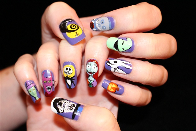 hand-painted Nightmare before Christmas - Nail Art Gallery