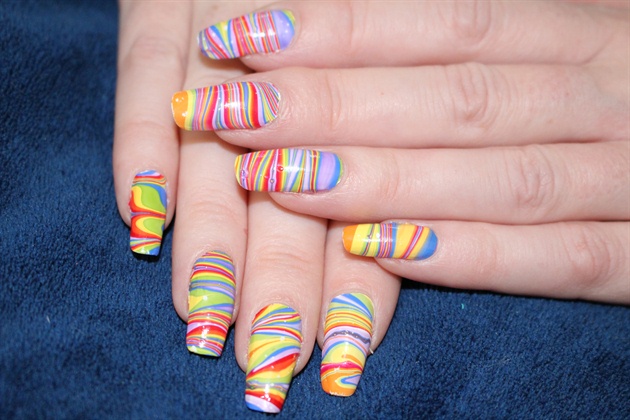 rainbow striped water marble