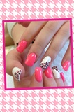 Hot Pink Nails With Laperd Design 