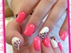 Hot Pink Nails With Laperd Design 