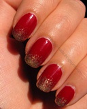 Red and gold gradient nails