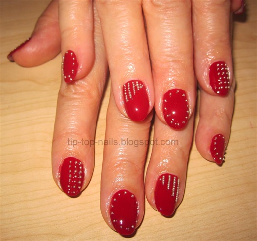 Red studded nails