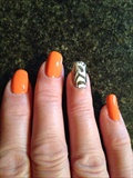 Orange With A Zebra accent Nail