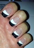 White And Black Tipped Gel Nails