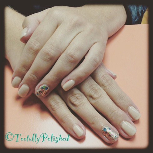 Nude Gel Nails With Bling 