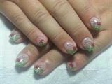 Green glitter Red roses &amp; dots