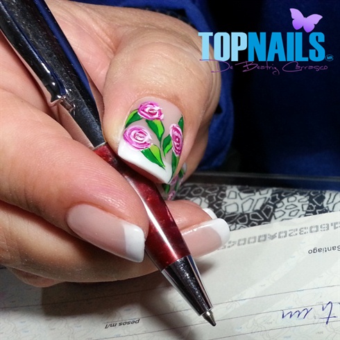 Acrylic Nails French Floral painted free
