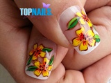 Acrylic Nails French with Floral designs