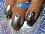 Acrylic Nails enamel metalic with foil d