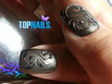 Acrylic Nails enamel metalic with foil d