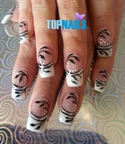 Acrylic Nails French with designs painte