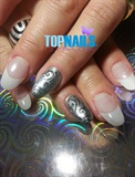Acrylic Nails Pointy with foil silver de