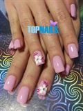 Acrylic Nails with Floral designs painte