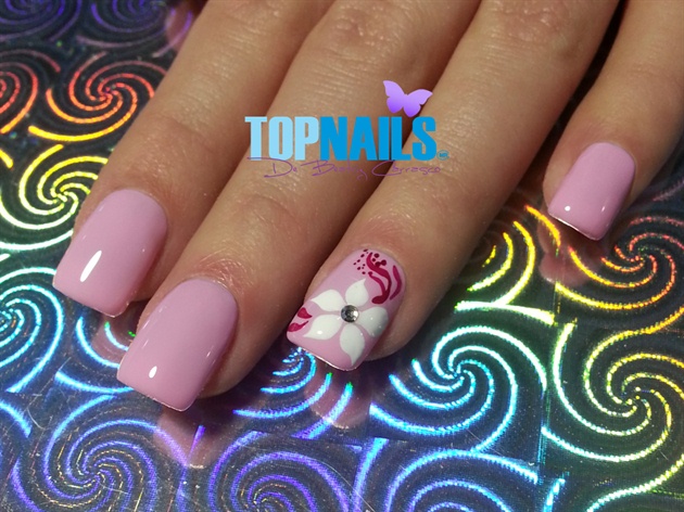 Acrylic Nails with Floral designs painte