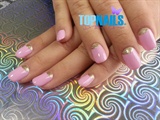 Acrylic Nails with enamel pink and gold