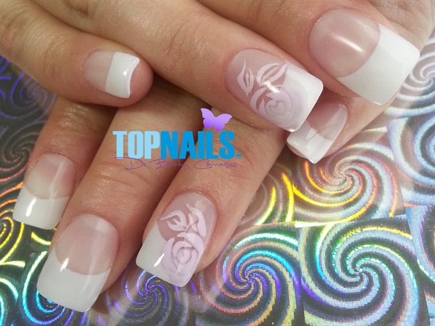 Acrylic Nails with floral design hand