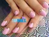 Acrylic Nails with enamel pink and gold