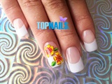 Acrylic Nails French and designs flowery