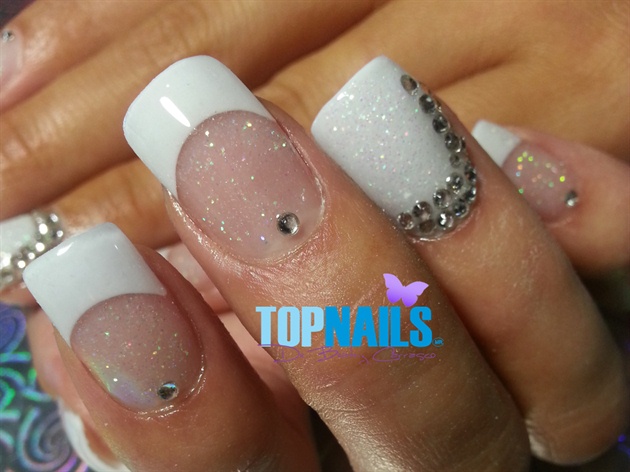 Acrylic nails with Glitter and Swarovski