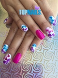 Acrylic Nails with traditional flowery