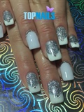 Acrylic Nails Glitter Silver and Swarovs