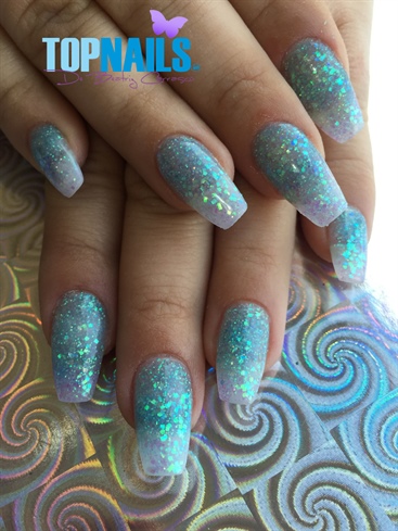 Acrylic nails and Glitter Turquoise