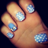 Blue polka dots and bows.