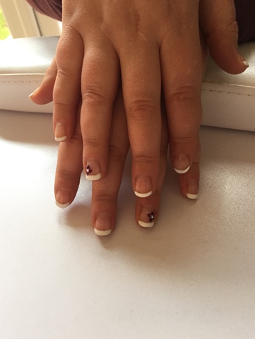 French Polish With Purple Flower