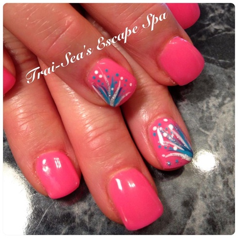 Neon Pink with accent nail