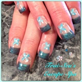 Magic Blue tips with hand painted flower