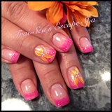 Hot Pink Tip with tropical flower