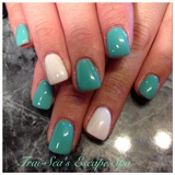 Seafoam Green with white accent nail