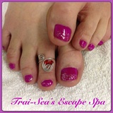 Pink toes with silver glitter