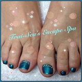 Blue Toes with rhinestones