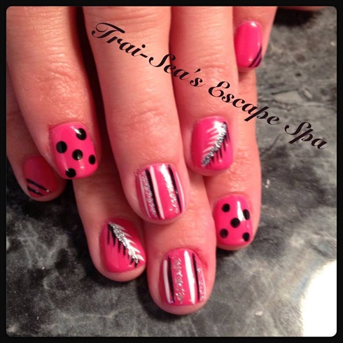 Pink Stripes, Feathers &amp; Dots