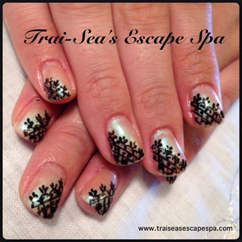 Lace Nails - handpainted