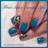 Teal with Gold &amp; leopard print
