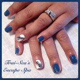 Blue Shellac with handpainted feather