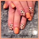 Peach with sparkly leopard print
