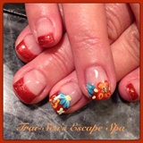 Auburn Tips with hand painted flowers